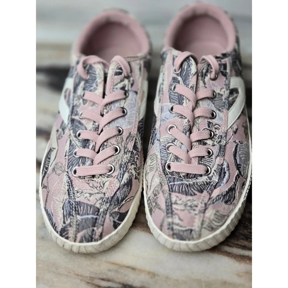 Tretorn Rawlins Pink Jacquard Tapestry Floral Bird Sneakers Low Top Lace‎ Up 6